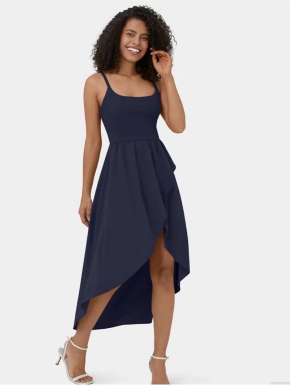 Halara Breezeful High Low Flowy Midi Quick Dry Dress In Navy Blue Size Large